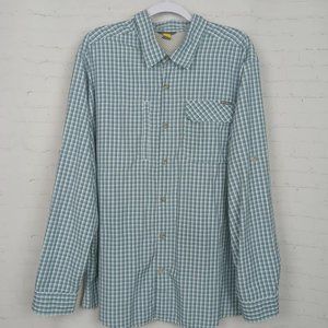 Eddie Bauer Men's XXL Fishing Shirt Vented Long Sleeve Button Down Blue Plaid